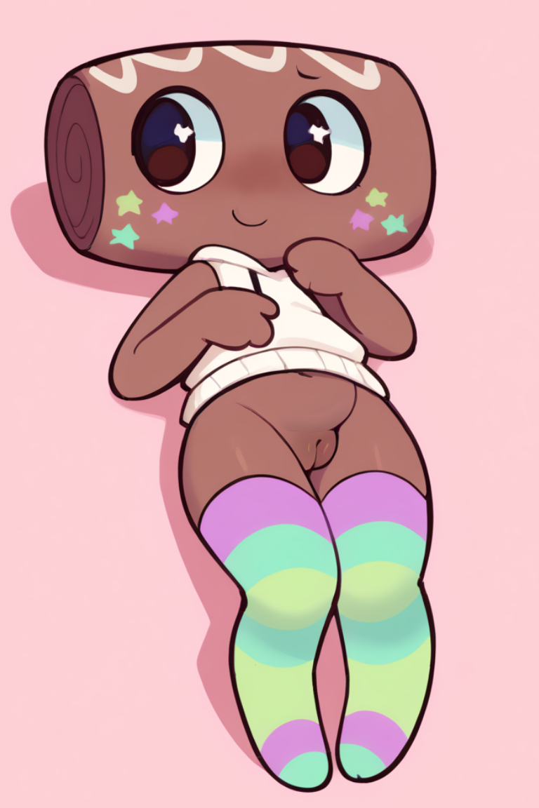 1cuntboy 1femboy adorable adorable_face ai_generated black_eyes brown_body brown_skin cartoony clothed clothes clothing cosmo_(dandy's_world) cuntboy cuntboy_only cute dandy's_world femboy femboy_only food_creature food_humanoid freckles hoodie laying_down laying_on_back legwear markings object_head pastry puffy_pussy pussy pussy_lips roblox sleeveless sleeveless_hoodie slightly_chubby small_tail solo solo_cuntboy solo_femboy solo_focus stockings striped_legwear striped_stockings tail toon toony vagina white_hoodie