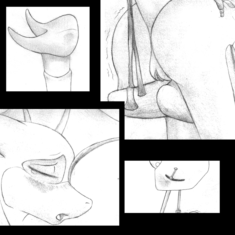 amberdragon aquadramon ass blush bondage closed_eyes comic female monochrome pussy raised_tail solo tail tear