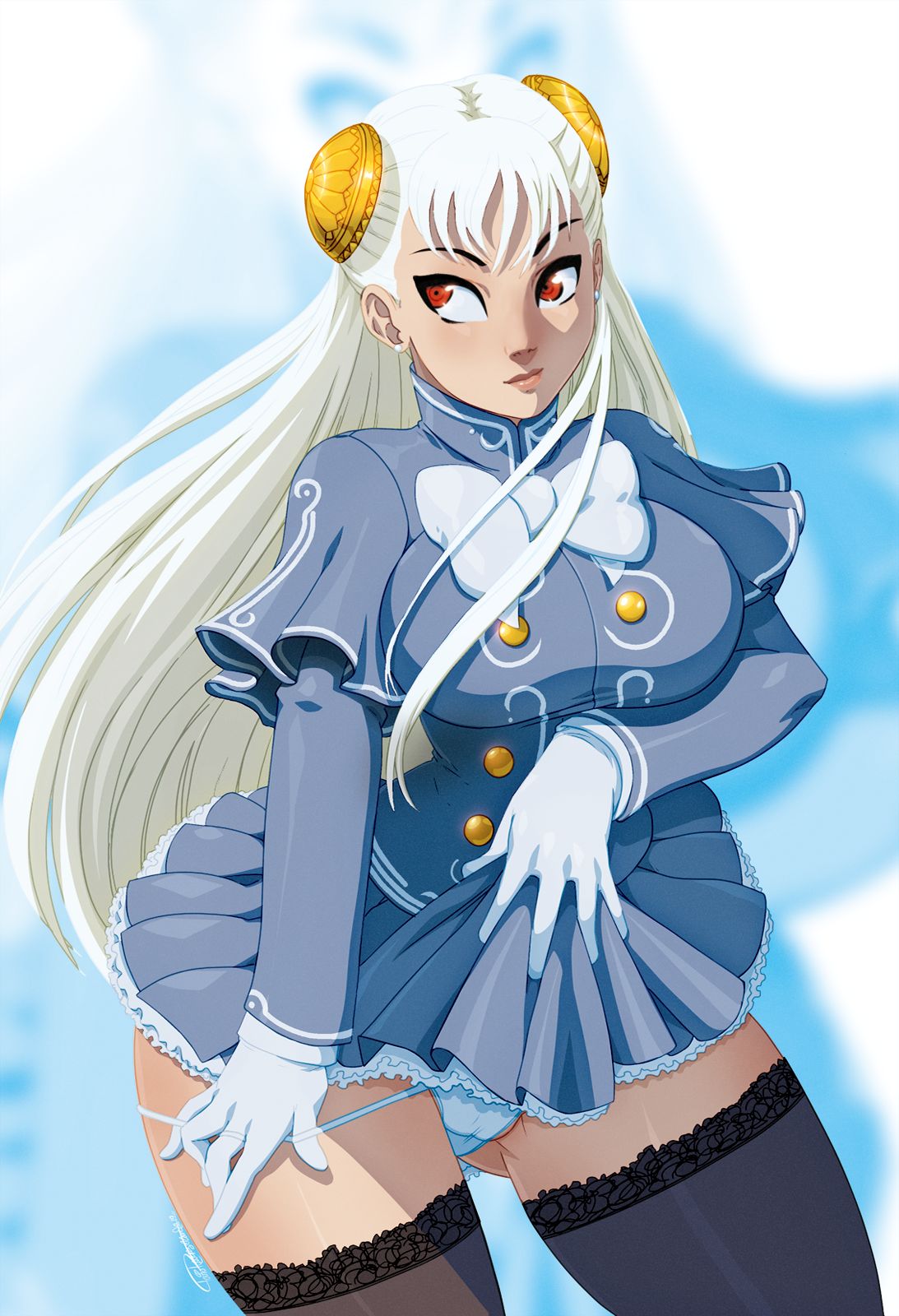 2d big_breasts breasts busty capcom capcom_fighting_all-stars capcom_fighting_evolution capcom_fighting_jam dress earrings female female_focus female_only hourglass_figure ingrid_(capcom) long_hair red_eyes standing street_fighter tagme tovio_rogers white_hair