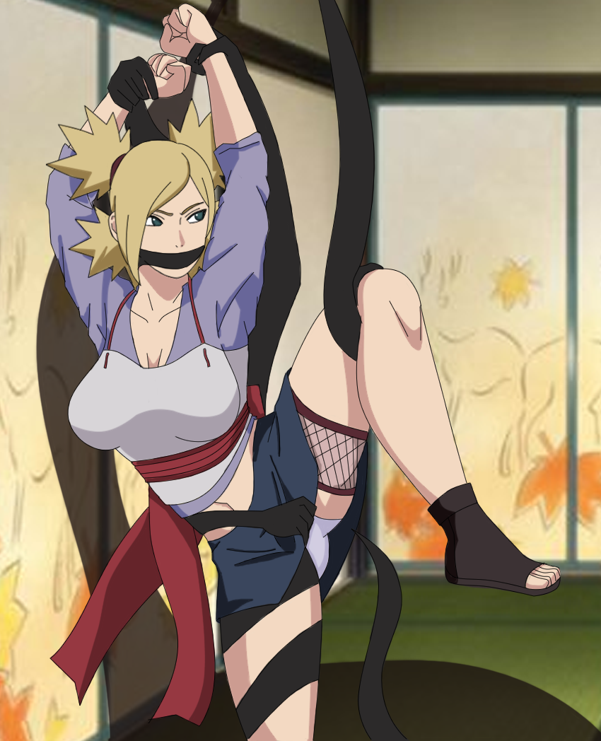 1girls against_wall alternate_costume arms_up before_sex big_breasts bondage boruto:_naruto_next_generations breasts crop_top faceless_male female female_focus gag husband_and_wife imminent_sex improvised_bondage improvised_gag kunoichi mature mature_female midriff milf mostly_clothed nara_shikamaru naruto naruto_(series) ninja no_bra offscreen_character panties pikname45 raised_leg restrained sandals shadow skirt standing standing_on_one_leg teal_eyes temari tied_hair undressing undressing_partner unseen_character vest voluptuous yellow_hair