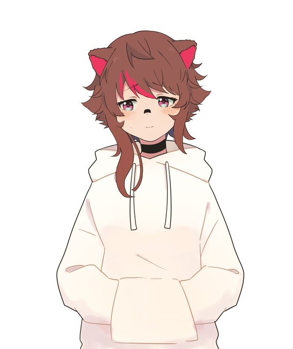brown hair, choker, fully clothed, latam virtual youtuber, owozu, pink hair, rakkun, two-tone hair, virtual youtuber, vtuber, vtuberfanart