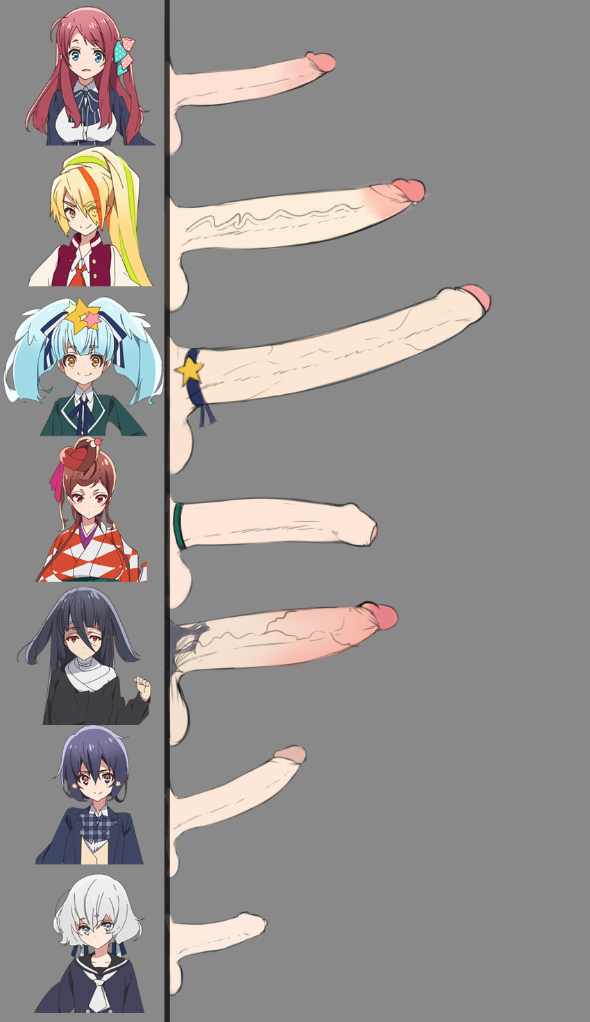 6+futas 7futas balls ballsack bandaged_neck bandages better_version_at_source black_hair blonde_hair blue_eyes blue_hair brown_hair cartoony casual chart closed_mouth clothing comparison erection eyes_visible_through_hair foreskin foreskin_folds fully_retracted_foreskin futa_focus futanari genitalwear green_hair hoshikawa_lily huge_cock human intact konno_junko kushishekku large_penis long_foreskin long_hair long_image looking_at_viewer medium_penis minamoto_sakura mizuno_ai multicolored_hair multiple_futanari nikaidou_saki orange_hair pale_skin parted_lips partially_retracted_foreskin penis penis_chart penis_comparison penis_ornament penis_size_chart penis_size_comparison ponytail red_eyes retracted_foreskin scrotum short_hair simple_background small_penis smile smooth_penis twintails uncensored uncut unretracted_foreskin veins veiny_penis white_hair yamada_tae yuugiri_(zombie_land_saga) zombie zombie_girl zombie_land_saga