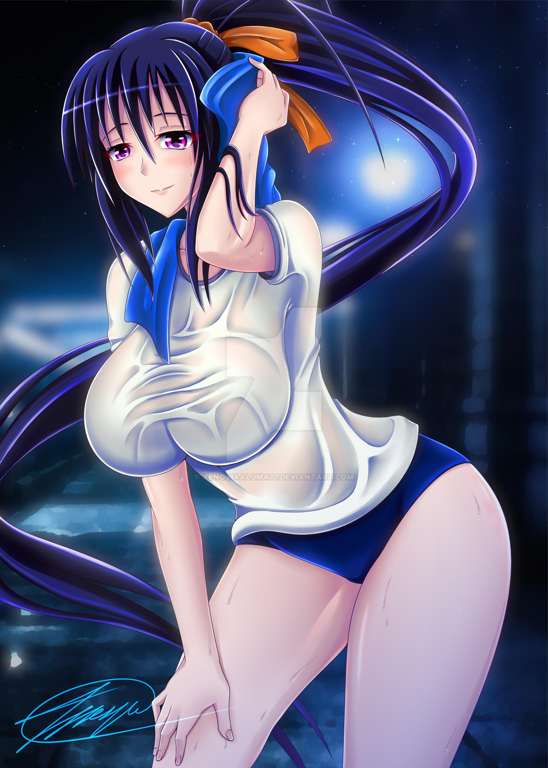 1girls, akeno himejima, big breasts, bottomless, breasts, female, high school dxd, solo