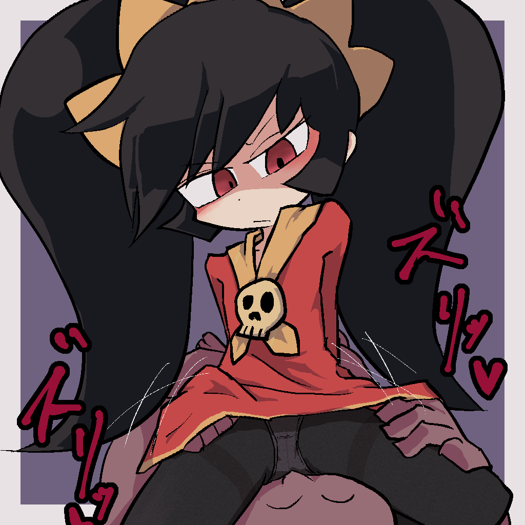 ashley_(warioware) black_hair black_legwear dominant faceless_male facesitting female femdom kan long_hair male mario_(series) panties petite red_clothing red_eyes small_dom_big_sub submissive_male warioware