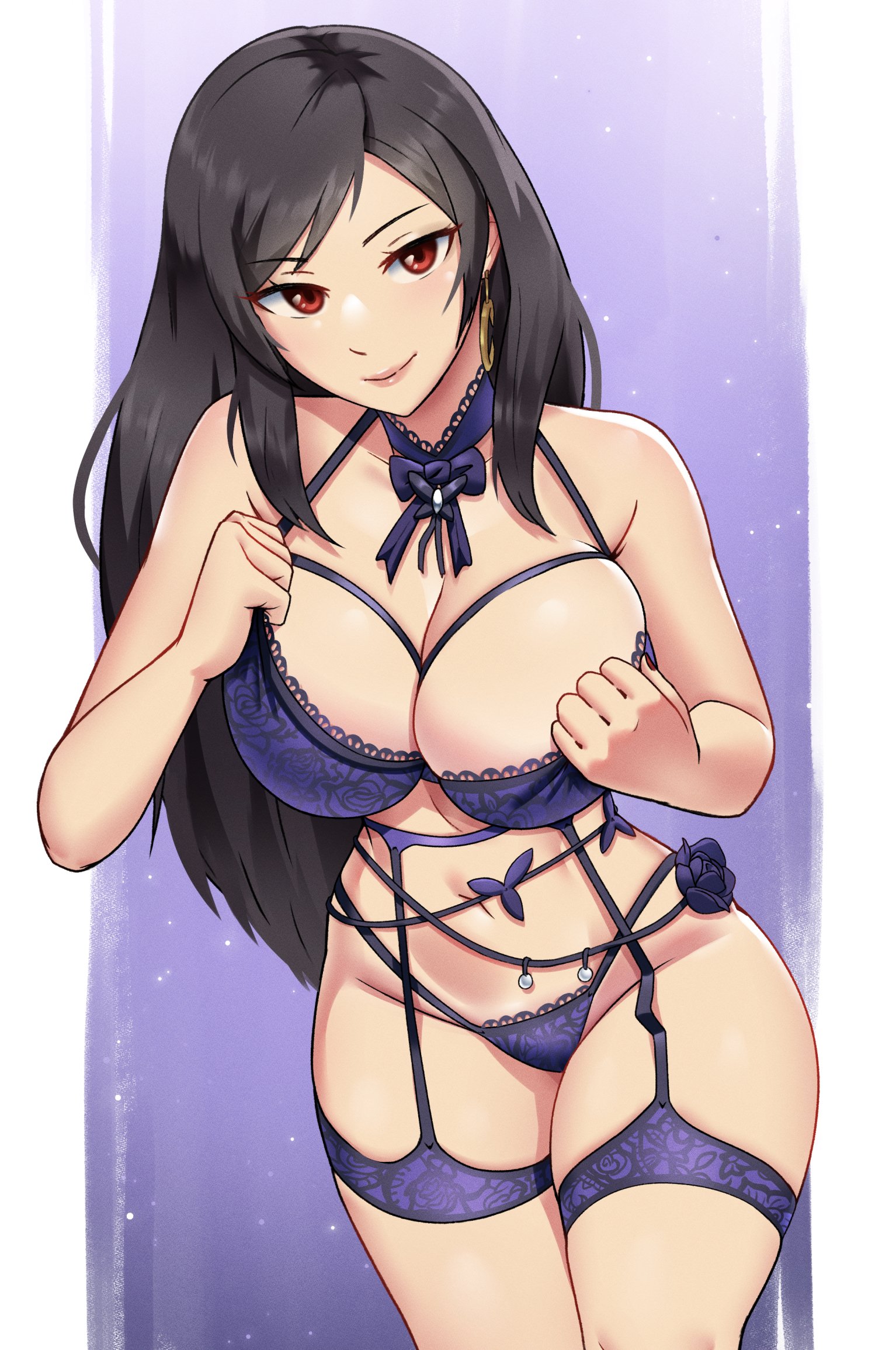 1girls, breasts, dracksart, female, female only, final fantasy, final fantasy vii, lingerie, lipstick, looking at viewer, solo, tagme, tifa lockhart