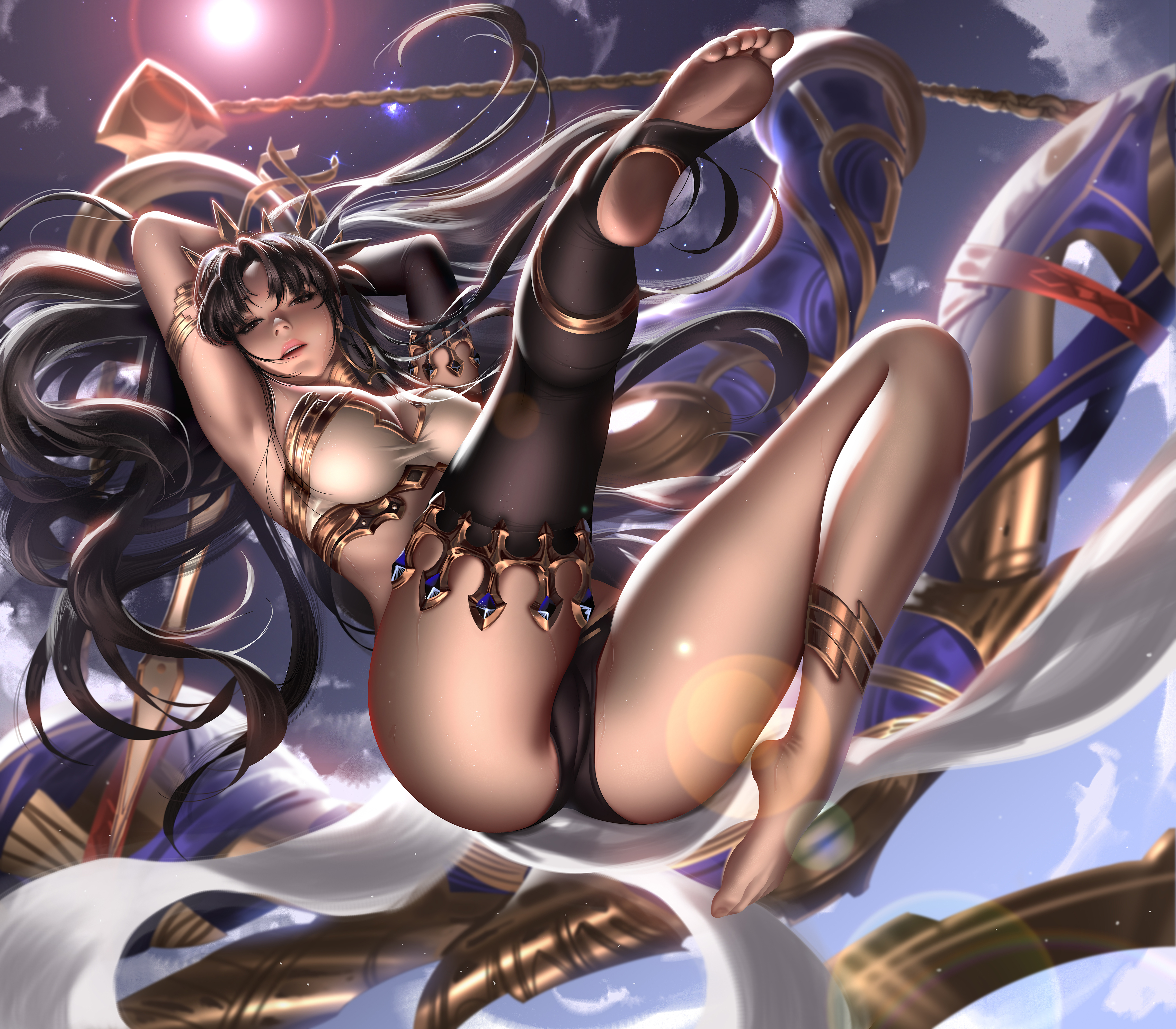 1girls, breasts, fate (series), fate/grand order, feet, female, female only, foot fetish, highres, ishtar (fate), large breasts, liang xing, soles, solo