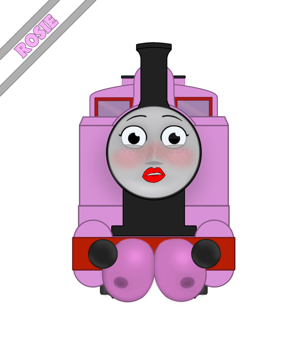 animate_inanimate blush blushing boobs breasts confused_look confusion edit edited makeup nipples rosie_the_pink_engine tagme text thelance thomas_and_friends