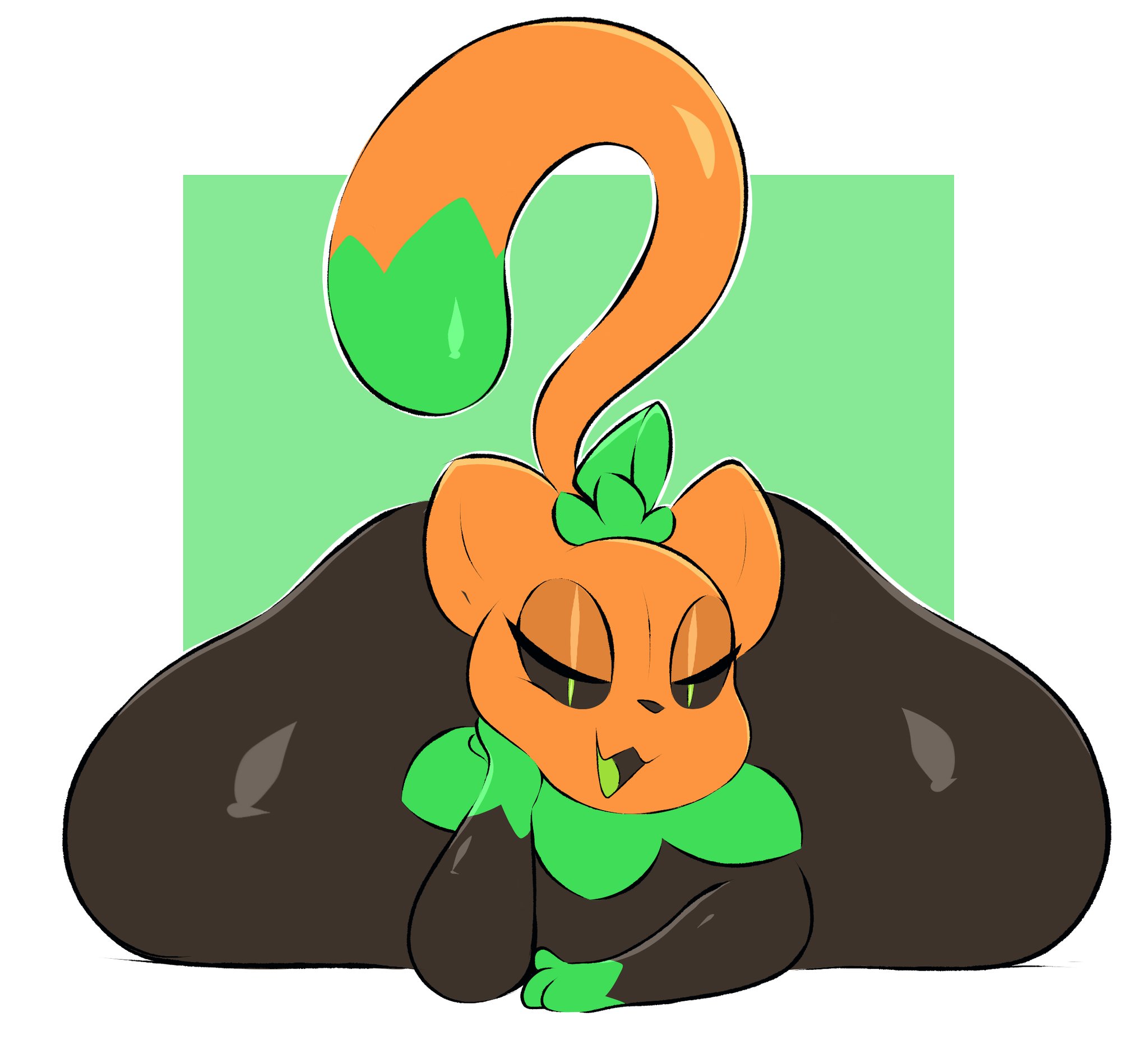 ambiguous gender, arizonathevixen, ass, big ass, black body, bubble ass, bubble butt, femboy, huge ass, male, male only, pumkat, pumpkin, pumpkin head, solo, tagme