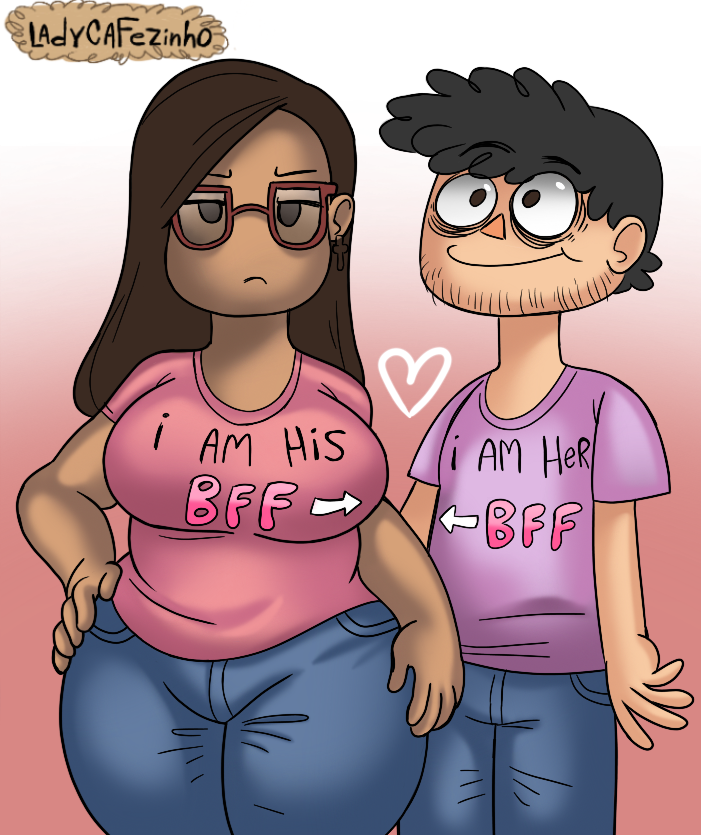 best_friends bff big_ass big_breasts big_butt butt cute friends friendship gift glasses heart ladycafezinho real_person self_insert serious stupid_looking thick_thighs wholesome