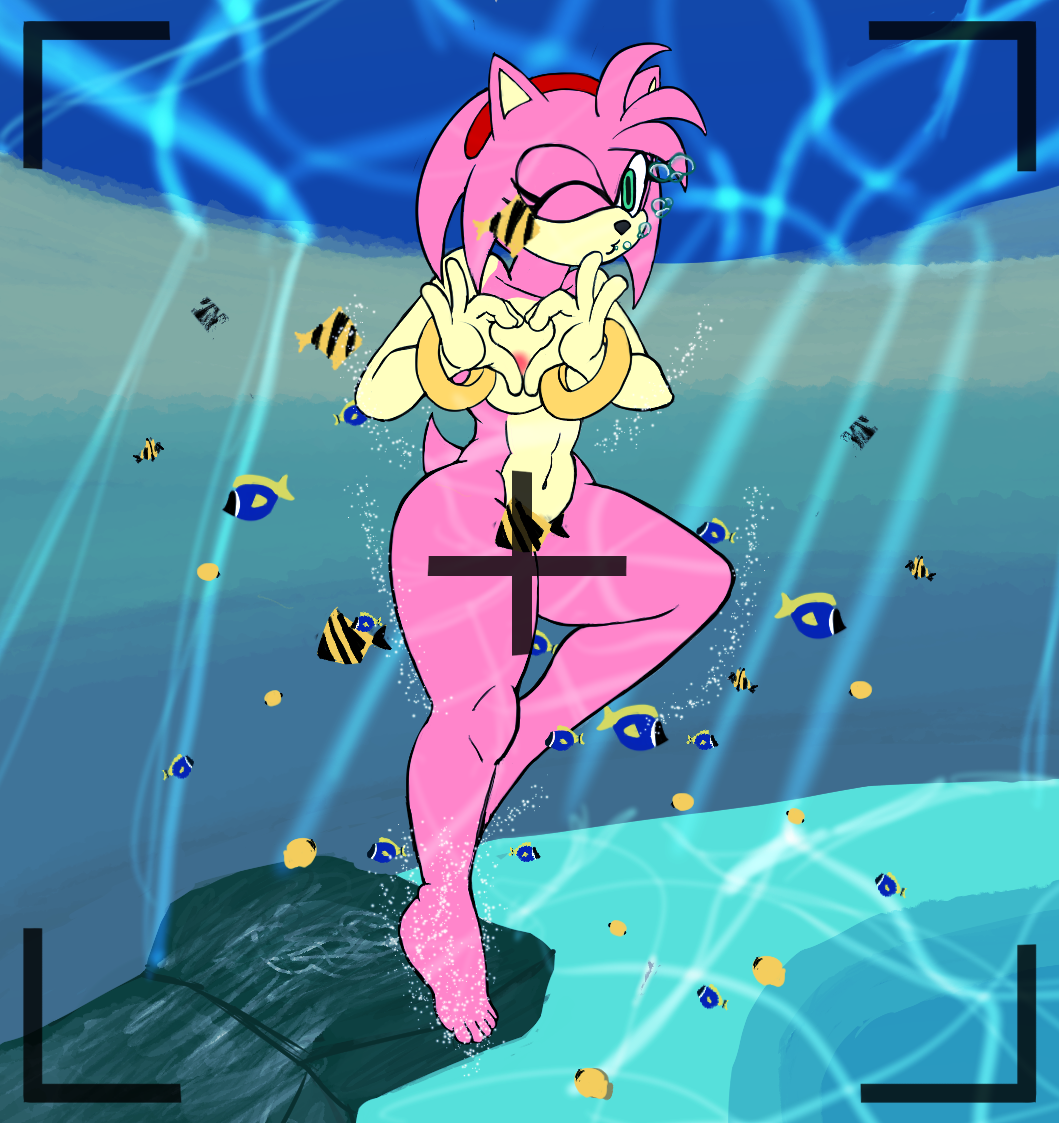 1girls amy_rose anthro areola bikini bracelet breasts bubble camera_overlay clothing convenient_censorship emerald_coast eulipotyphlan exposure_variation feet female fish fur gesture hair hand_heart hedgehog jewelry mammal marine one_eye_closed pink_body pink_fur pink_hair sega solo sonic_(series) sonic_the_hedgehog_(series) swimwear the_mad_monk two_piece_swimsuit underwater water wink