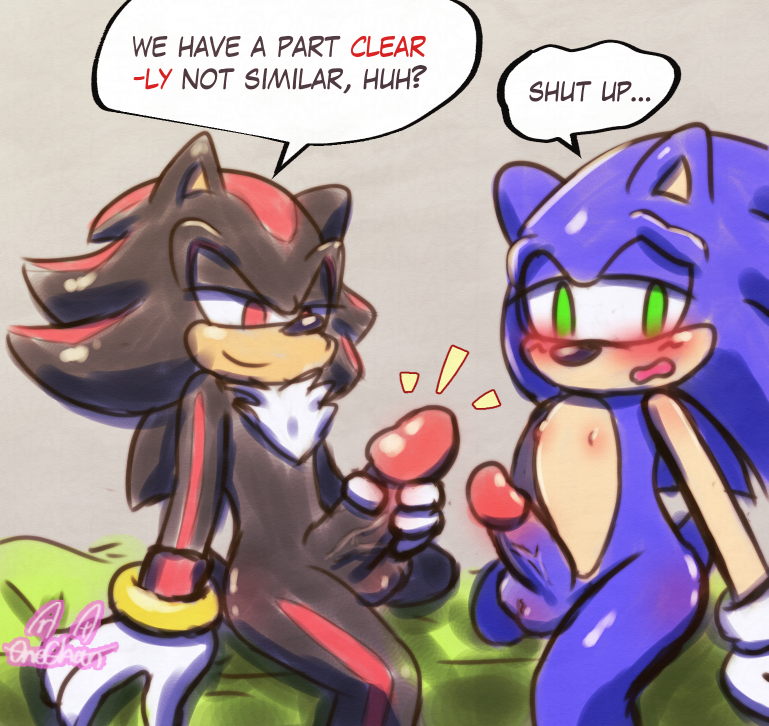 comparing_penis duo embarrassed genitals half-closed_eyes male male/male narrowed_eyes non-human onechan penis penis_size_comparison penis_size_difference presenting presenting_penis sega shadow_the_hedgehog small_penis small_penis_humiliation sonic_(series) sonic_the_hedgehog sonic_the_hedgehog_(series)