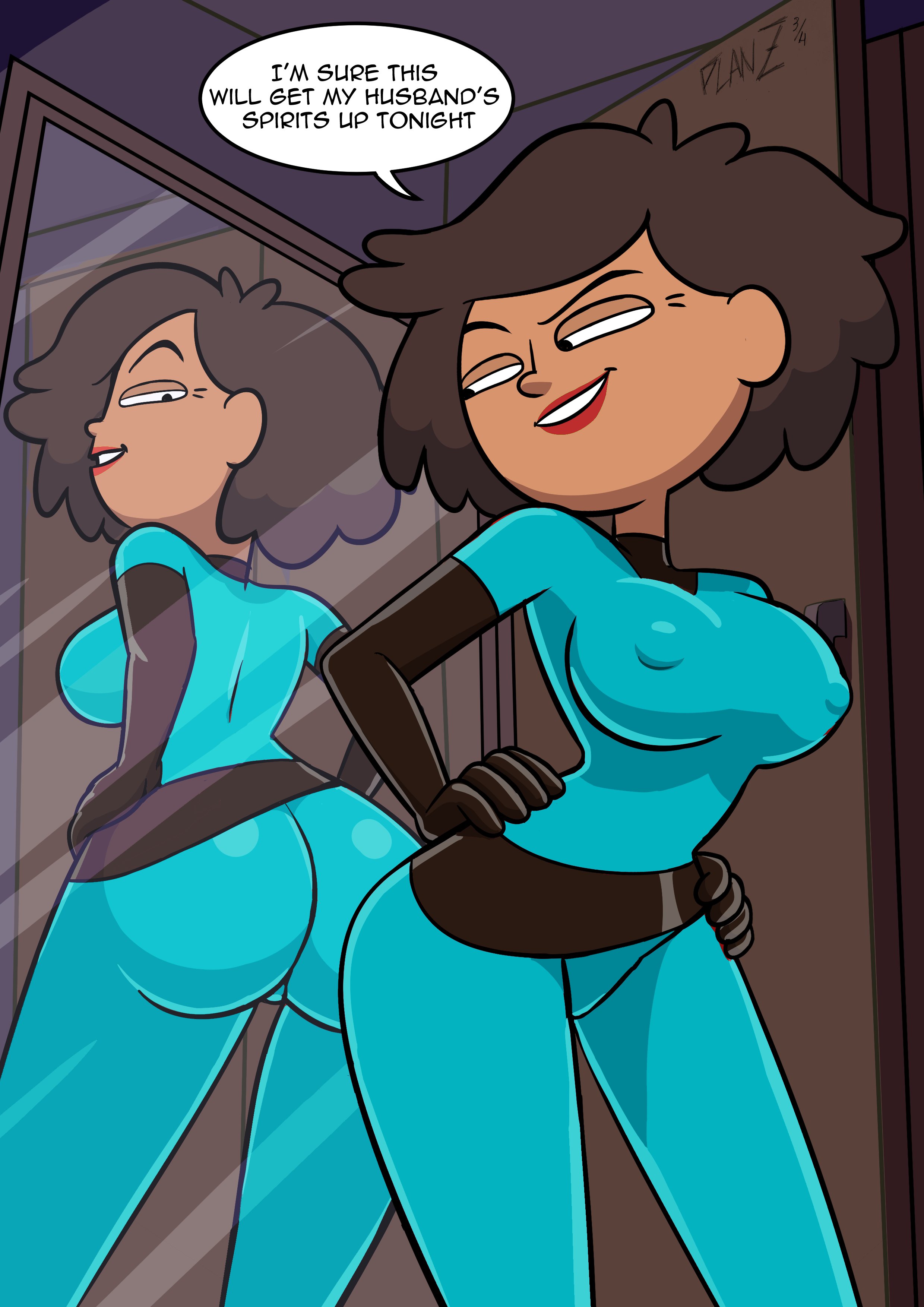 1girls, amphibia, asian female, ass, big ass, big breasts, big butt, black eyes, bodysuit, breasts, brown hair, cosplay, crossover cosplay, danny phantom, disney, disney channel, female, female focus, female only, hands on hips, hourglass figure, lipstick, madeline fenton (cosplay), milf, mrs. boonchuy, oum boonchuy, planz34, red lipstick, signature, smooth skin, solo, text, thai