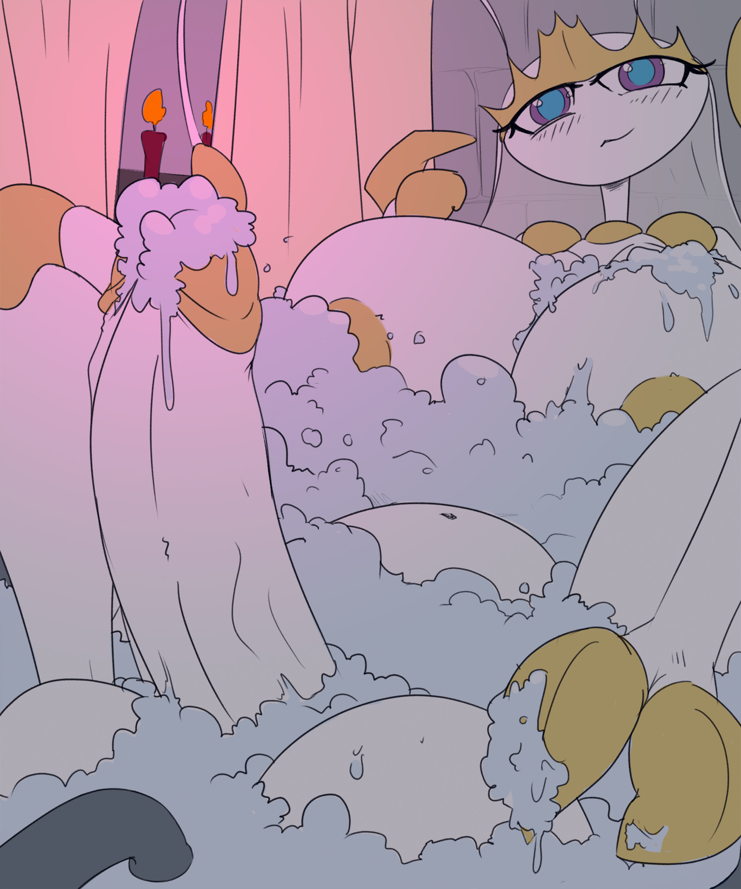 1futa, balls, bath, bathroom, bathtub, belly, big balls, big breasts, big penis, breasts, bubbles, candle, candles, curtains, erection, futa only, futanari, huge balls, huge breasts, huge cock, humanoid, humanoid penis, imric1251, intersex, looking at viewer, nude, penis, pheromosa, pokémon (species), pokemon, pokemon (species), solo, solo futa, tagme, yellow nipples