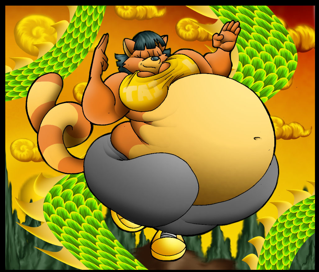 big_belly black_hair fat female orange_fur red_panda virus-20