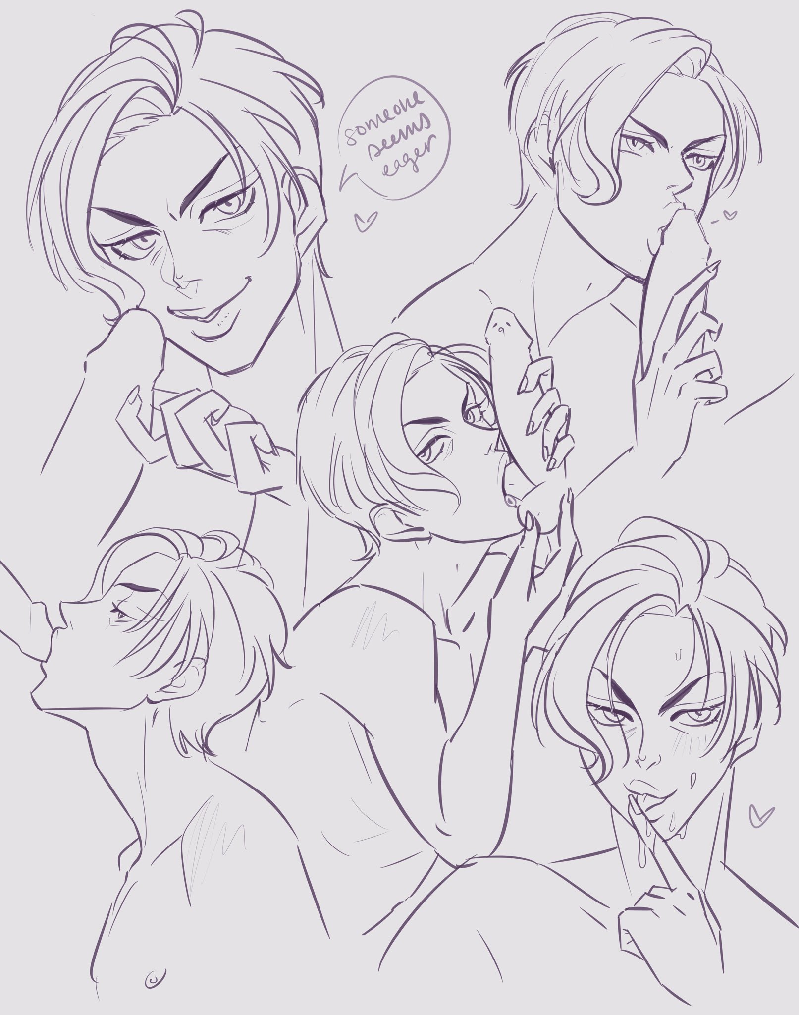 blowjob, fellatio, gay, lucifer (obey me), male, male only, obey me! one master to rule them all, penis, reference sheet, vinegarprincess