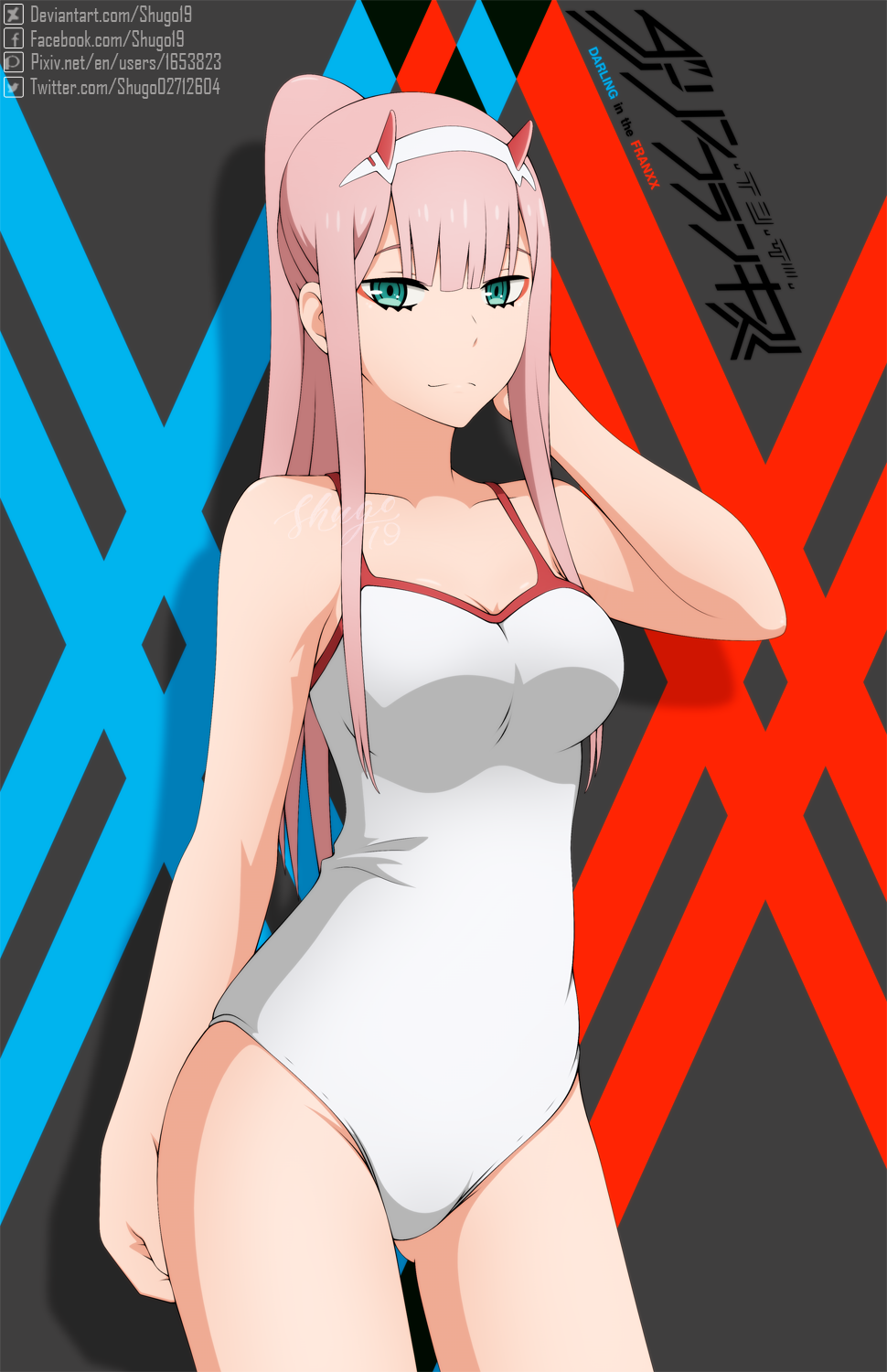 1girls big_breasts breasts darling_in_the_franxx shugo19 solo zero_two_(darling_in_the_franxx)