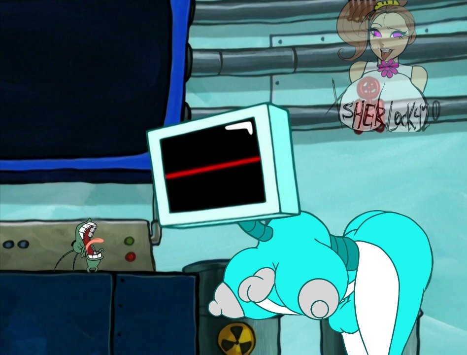 2d accurate_art_style artist_signature autopaizuri edit fake_screenshot female futanari humanoid karen_2.0 large_penis robot robot_girl robot_humanoid screen_face sheldon_j._plankton smooth_skin spongebob_squarepants tv tv_head xsherlock420_(artist)