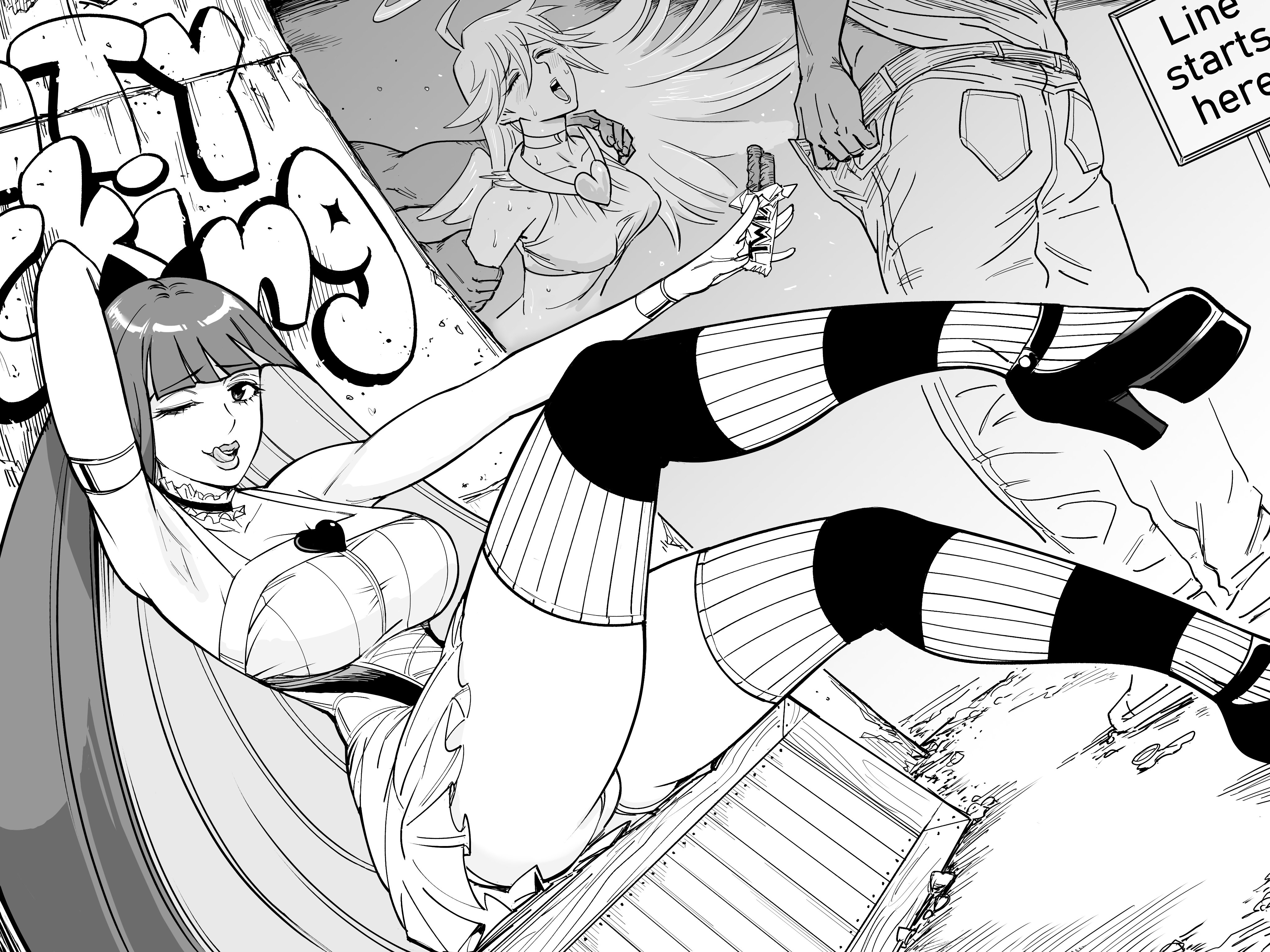 angel, angel girl, ass, bb (baalbuddy), female, female humiliation, implied sex, panty & stocking with garterbelt, panty anarchy, pussy, stocking anarchy, tagme, vaginal penetration, vaginal sex