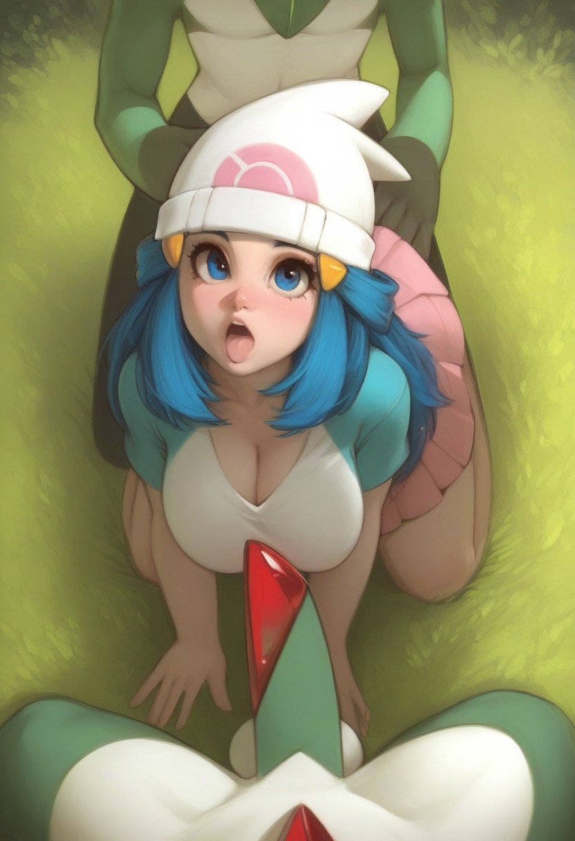 ai_generated blowjob dawn_(pokemon) fellatio gallade mystical_(style) sex spitroast