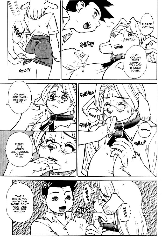 anthro big_breasts blush breasts canine chubby collar comic dear_lovely_bitch_teacher female fingering fur furry glasses human licking male masturbation obedience pussy_juice scan straight student teacher tongue trump