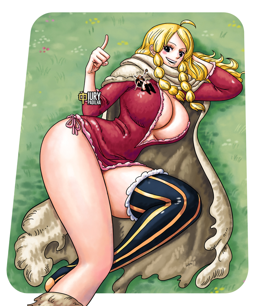 big_ass big_breasts blonde_hair canon_size extreme_size_difference female female_only gerd_(one_piece) giant_woman giantess iury_padilha laying_down nami nami_(one_piece) one_piece