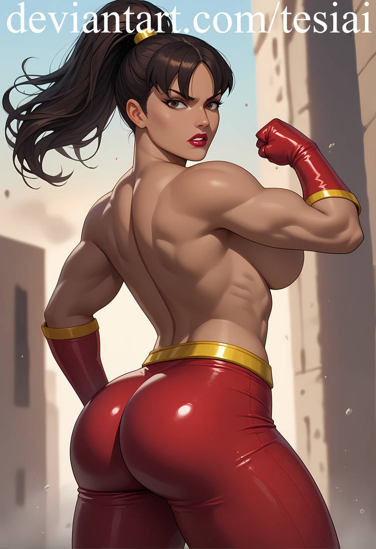 abs ai_generated ass big_ass big_breasts breasts crime_syndicate dc dc_comics justice_league:_crisis_on_two_earths mary_batson muscular muscular_female superwoman superwoman_(mary_batson) tesiai thick_thighs thunder_thighs wide_hips