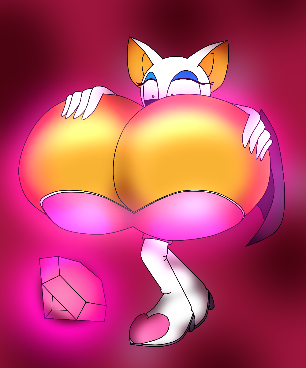 breast_expansion chaos_emerald female female_focus female_only hands_on_breasts hyper_breasts looking_at_breasts mrpr1993 orange_breasts rouge_the_bat sega shocked solo sonic_(series) sonic_the_hedgehog_(series) tagme wings