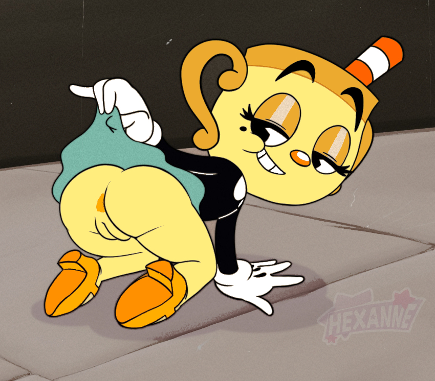 big_ass big_butt bottomwear bubble_ass bubble_butt clothing cuphead:_the_delicious_last_course cuphead_(game) female footwear handwear hexanne ms._chalice public the_cuphead_show