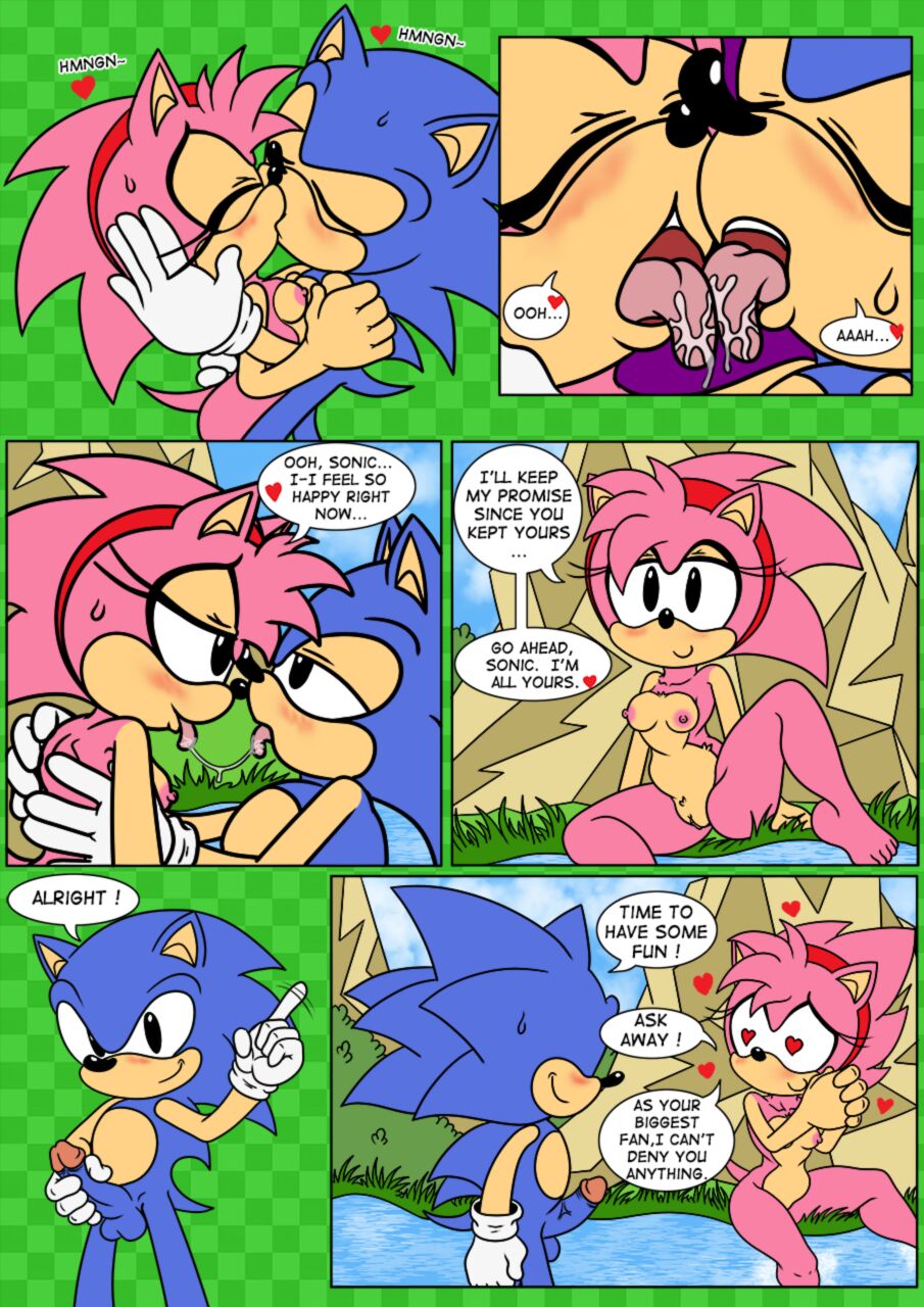 amy_rose classic_amy_rose classic_sonic comic french_kiss heart-shaped_pupils kissing nude nude_female public public_nudity raianonzika sonic_(series) sonic_cd sonic_the_hedgehog text zerbukii