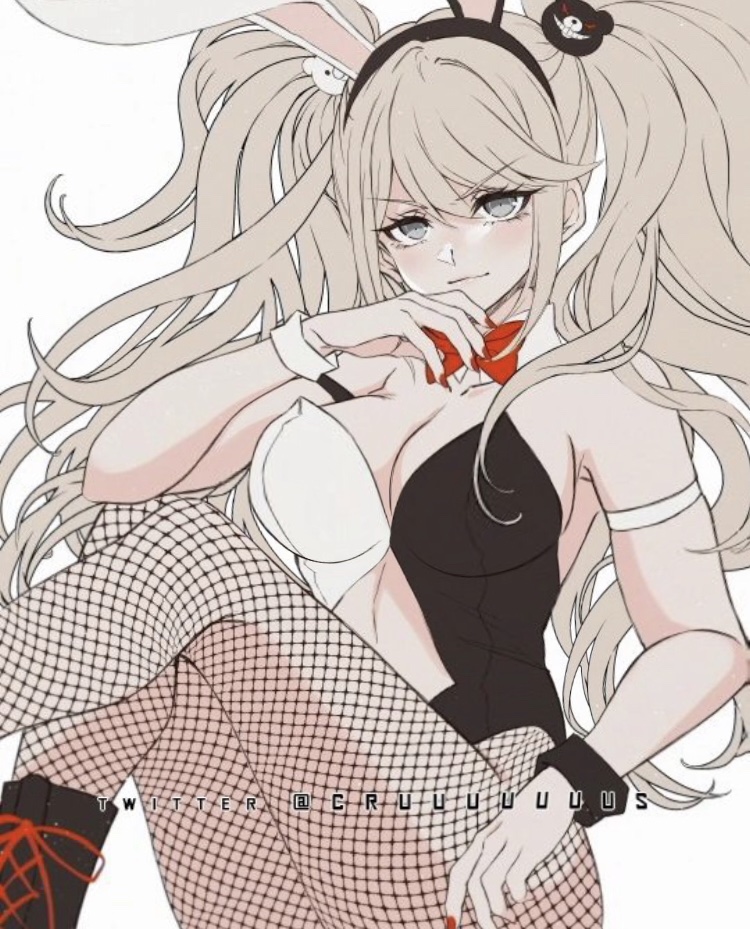 1girls, ass, big breasts, bimbo, blonde hair, blue eyes, blush, breasts, bunny ears, bunny girl, bunny tail, bunnysuit, cruuuuuuus, danganronpa, danganronpa 2: goodbye despair, danganronpa: trigger happy havoc, female, fishnets, junko enoshima, large breasts, playboy bunny, round ass, solo, straight hair, thick ass, thick breasts, thick thighs, twintails