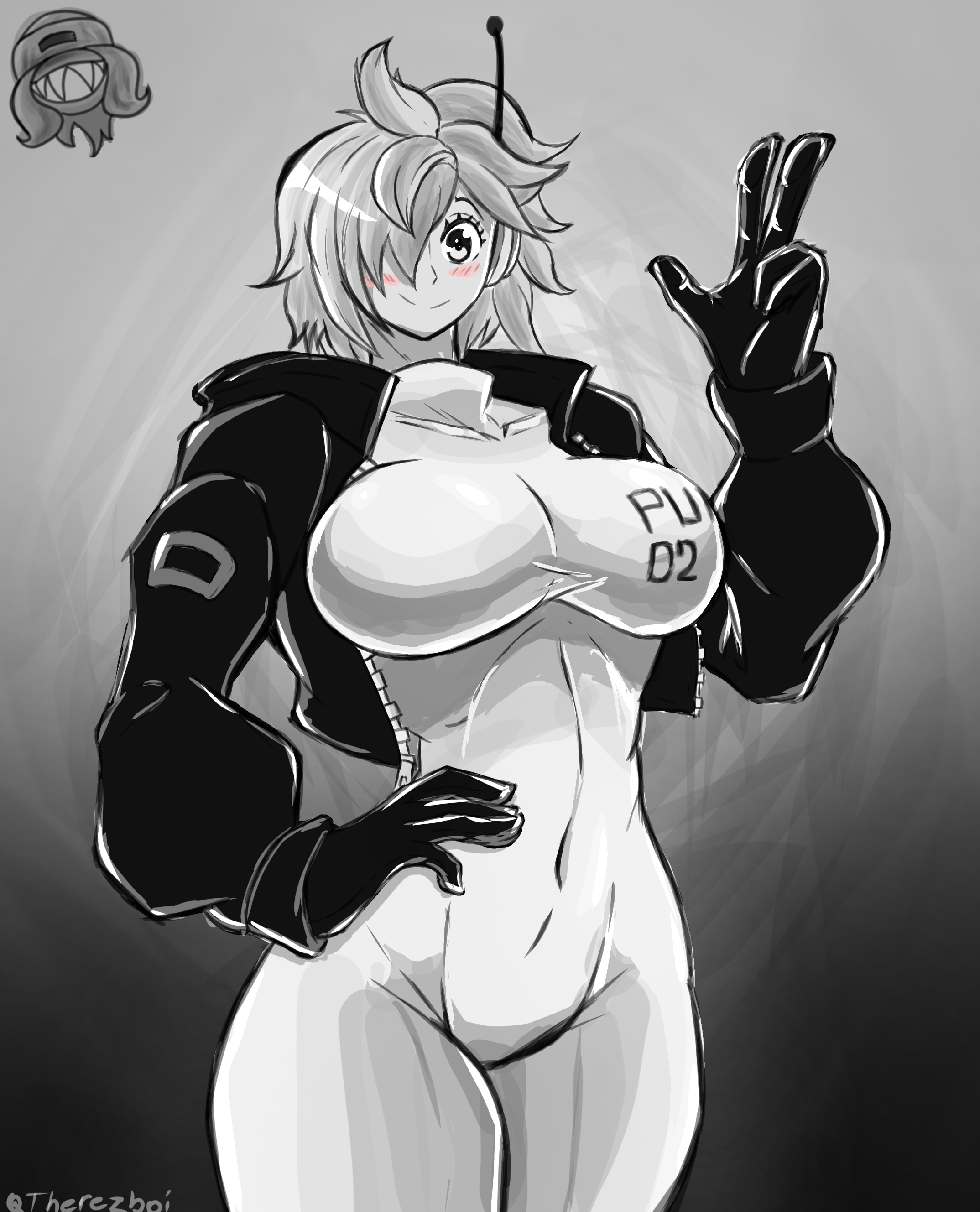 big breasts, breasts, female, female only, gloves, headgear, jacket, jumpsuit, one piece, short hair, vegapunk lilith