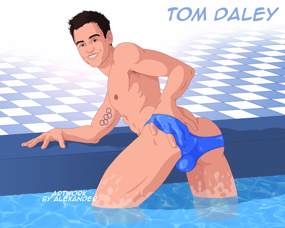 1male alexander_gay_art male male_focus male_only pool poolside real_person smile tom_daley