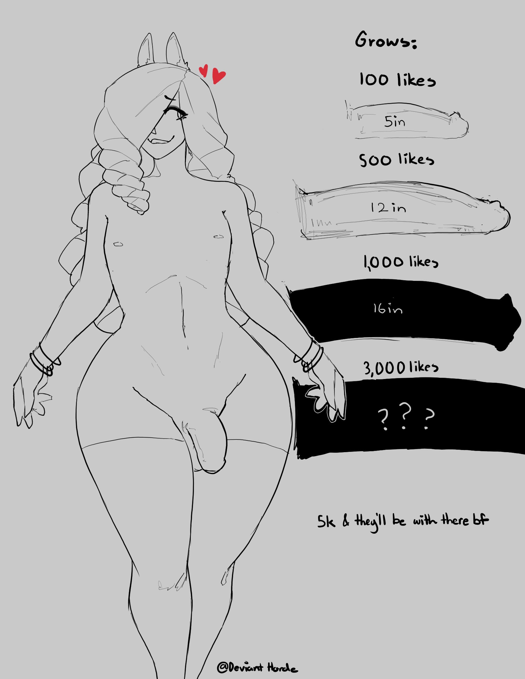 1boy, 1femboy, 2022, ass, big hips, bottom heavy, devianthorde, femboy, feminine, feminine male, flaccid, girly, growth drive, horse boy, horse ears, humanoid, long hair, male, male only, measurements, medium penis, monochrome, original character, penis, sketch, solo, standing, teal (devianthorde), text, thick, thick ass, thick boy, thick thighs, thighhighs, uncensored, wide hips