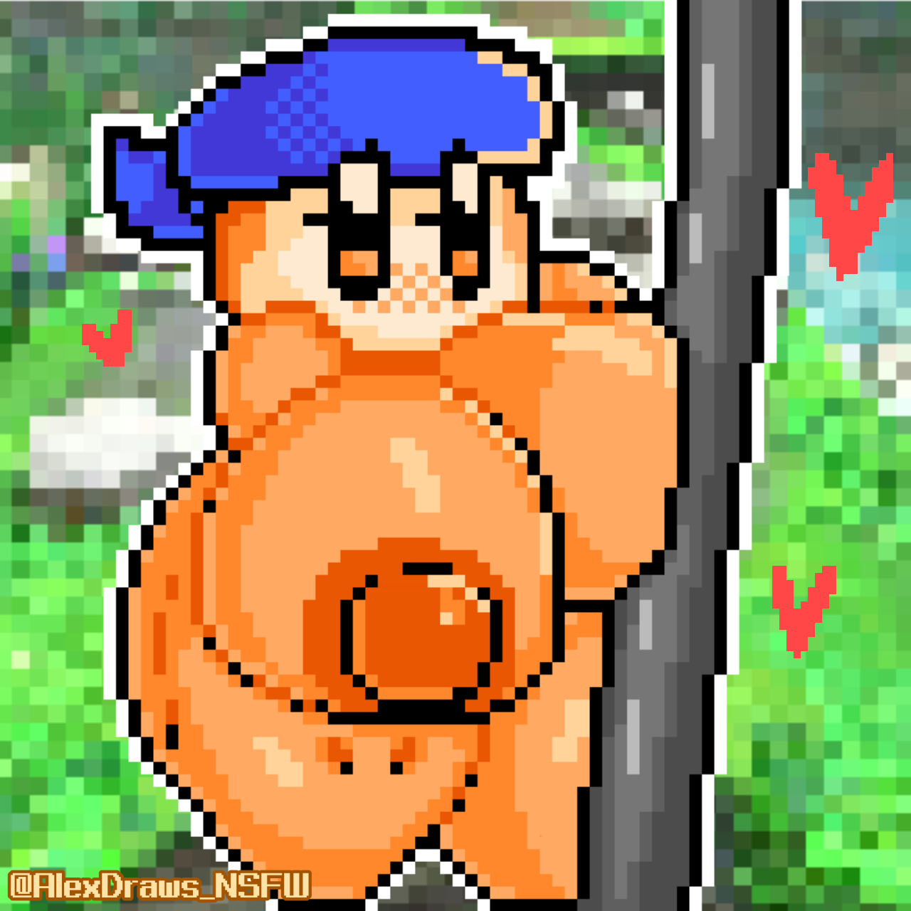 alexdraws anthro bandana_waddle_dee big_breasts big_nipples breasts curvy_figure digital_media_(artwork) female heart hi_res huge_breasts humanoid kirby_(series) multicolored_body nintendo nipples not_furry pixel_(artwork) short_stack shortstack solo solo_focus thick_thighs two_tone_body video_games voluptuous waddle_dee waddling_head