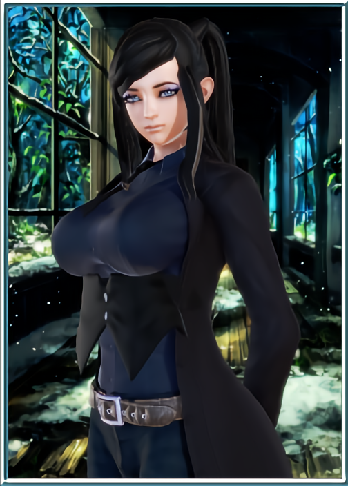 black_hair blue_eyes blue_eyeshadow breasts ergo_proxy eyeshadow female female_only goth goth_girl large_breasts looking_at_viewer pale-skinned_female re-l_mayer tagme thick_thighs voluptuous_female