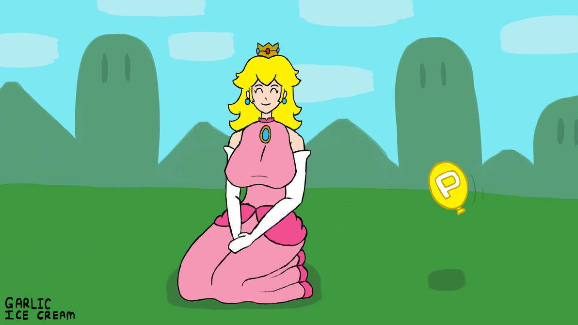 1girls balloon blonde_hair breasts crown earrings expansion_sequence eyes_closed female female_only gloves happy mario_(series) nintendo p-balloon princess princess_peach sequence sitting smile solo super_mario_world tagme white_gloves yellow_hair