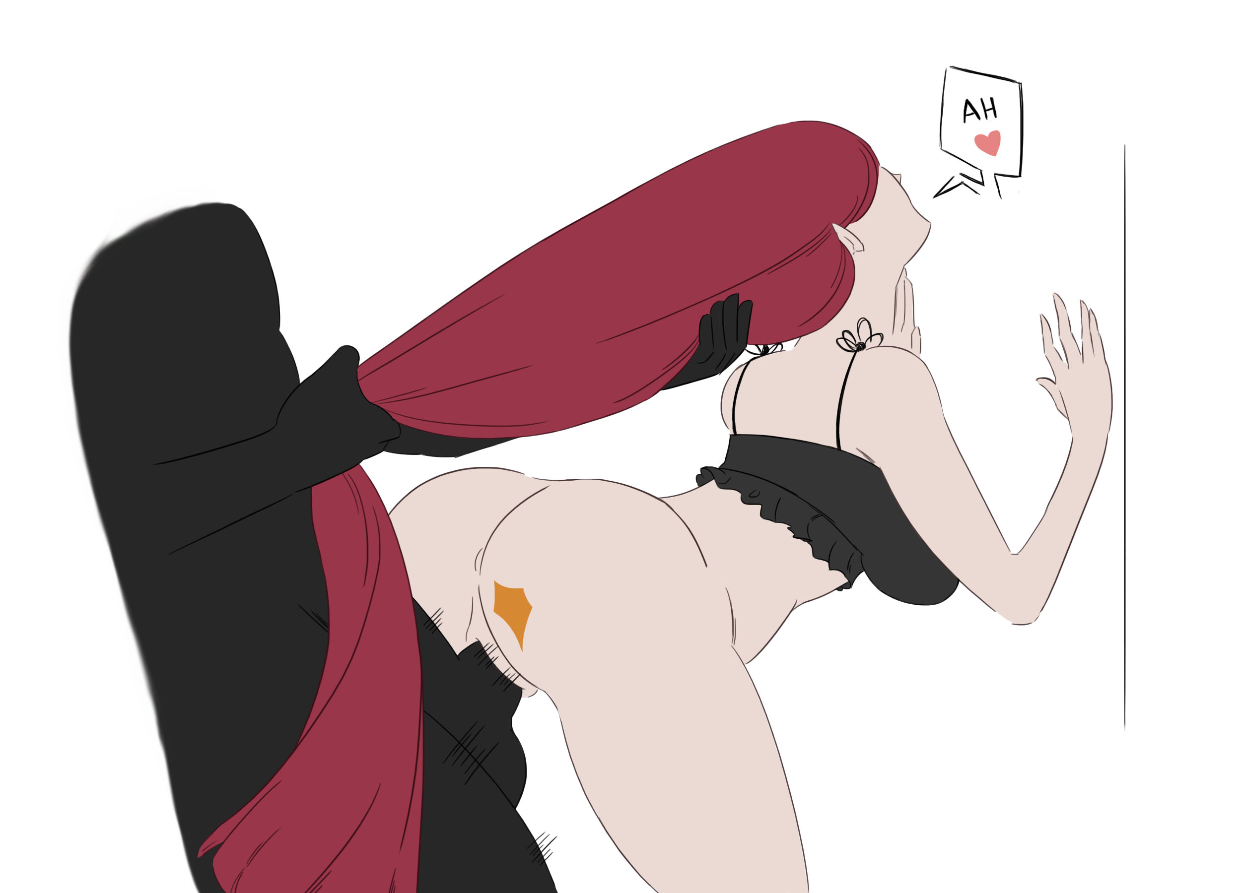 against wall, arm support, bent over, black body, bottomless, colored skin, crop top, faceless, faceless character, faceless male, female, female focus, fetish, from behind, hair fetish, hair grab, hair pull, hairjob, long hair, male, mature, mature female, milf, moaning, naruto, naruto (series), naruto shippuden, no panties, penetration, penis, pussy, red hair, sex, sex from behind, standing, standing sex, uzumaki kushina, vaginal penetration, vaginal sex, very long hair, wildhl