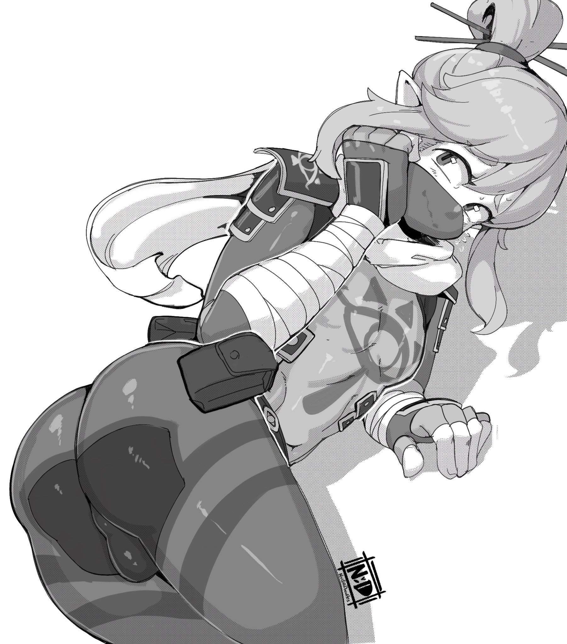 1boy, ass, balls, big ass, bulge, clothed male, femboy, fingerless gloves, girly, gloves, greyscale, link, male, male only, monochrome, nintendo, nudiedoodles, pointy ears, sheikah link, skin tight, skindentation, the legend of zelda, thick thighs, thighs, tight clothing, tight pants