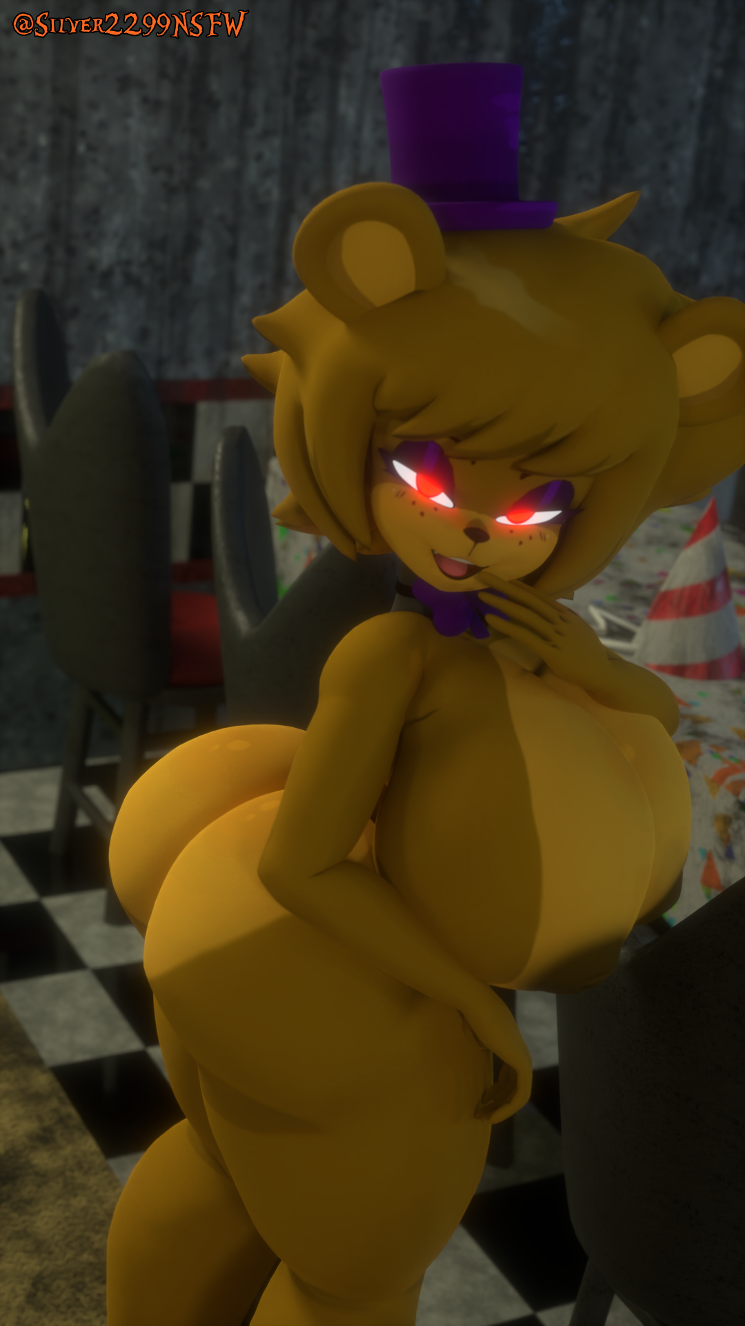 3d, animatronic, anthro, ass, big ass, big breasts, breasts, cally3d, clazzey, cryptiacurves, fazclaire's nightclub, female, five nights at freddy's, fnaf, fredbear (fnaf), freddy (fnaf), fredina (cally3d), fredina's nightclub, frenni (cryptia), frenni fazclaire, furry, glowing eyes, huge ass, huge breasts, rule 63, scottgames, silver2299, solo