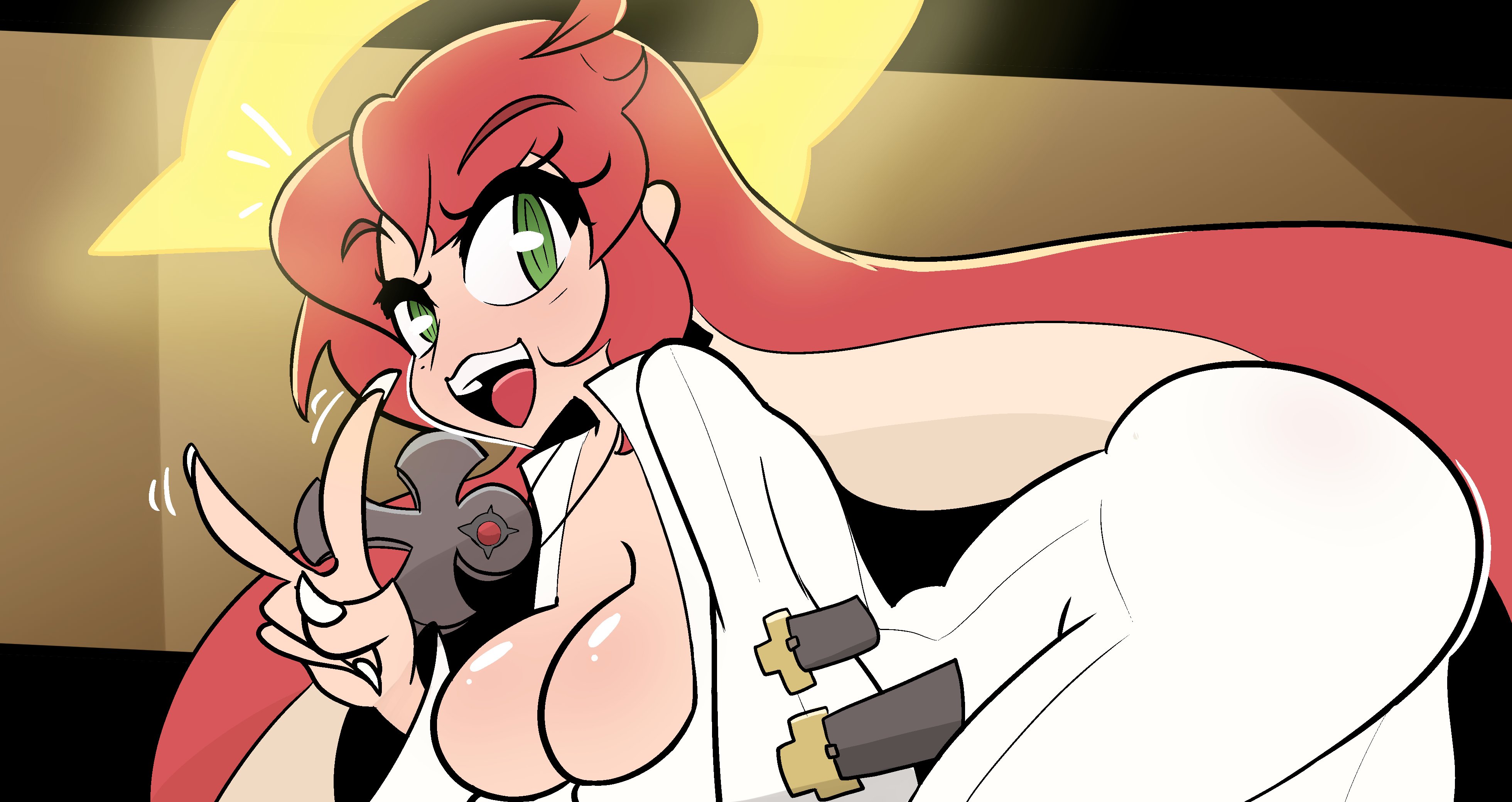 ass, breasts, doughroom, female, guilty gear, guilty gear strive, halo, huge ass, huge breasts, jack-o' valentine, multicolored hair