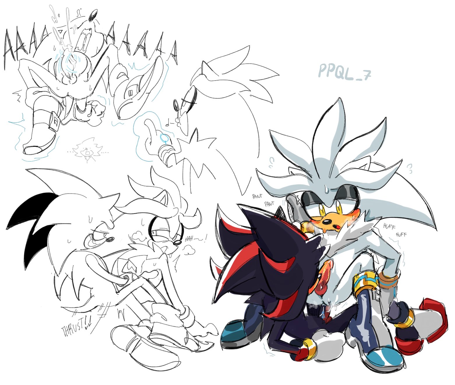 anal, anal sex, anthro, balls, furry, gay, gay sex, male, penetration, penis, sega, shadow the hedgehog, silver the hedgehog, sonic (series), sonic the hedgehog, sonic the hedgehog (series), sonilver, threesome, yaoi
