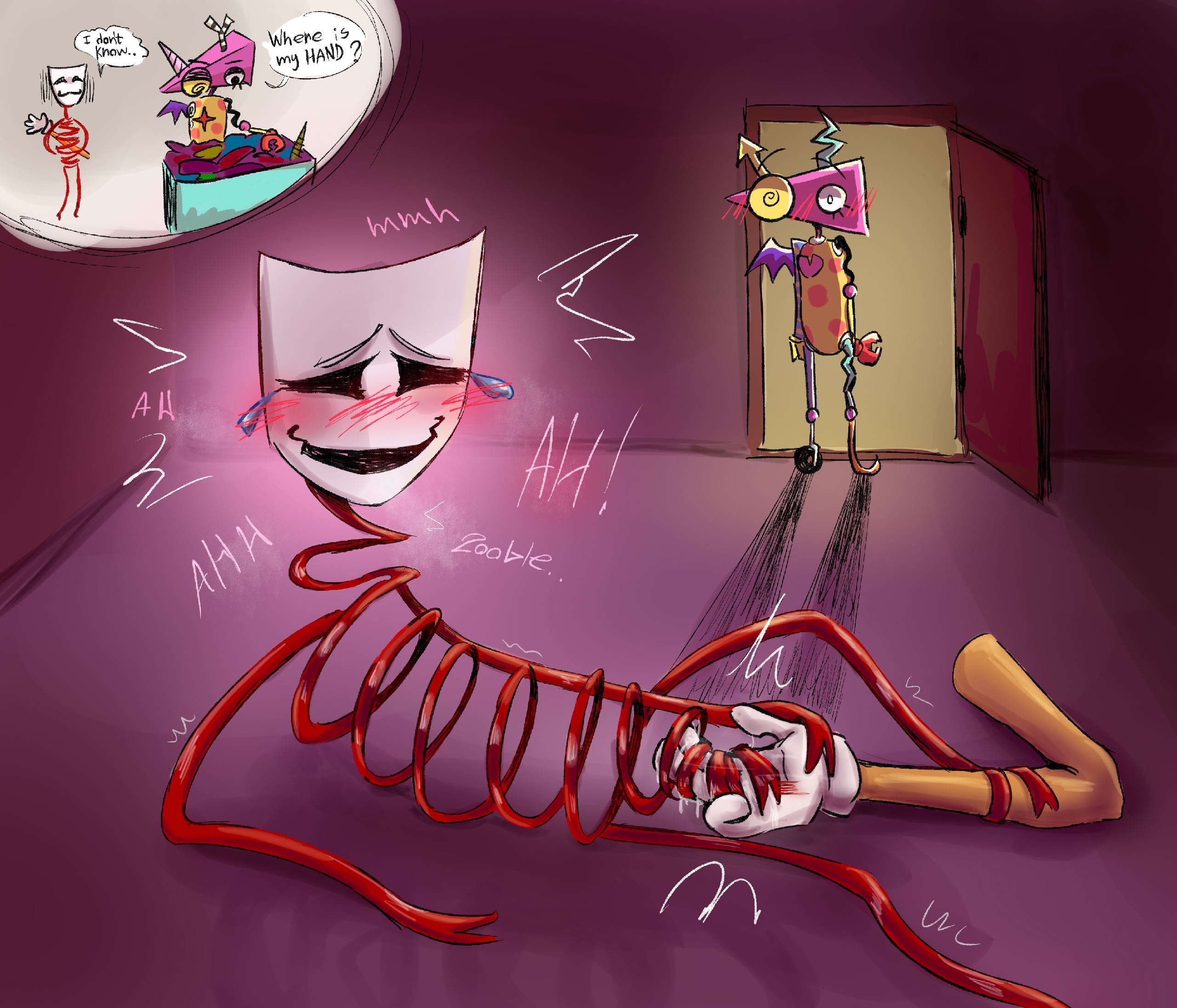 ambiguous penetration, dialogue, gangle (tadc), gangle (the amazing digital circus), object insertion, the amazing digital circus, unusual anatomy, zooble, zooble (tadc), zooble (the amazing digital circus)