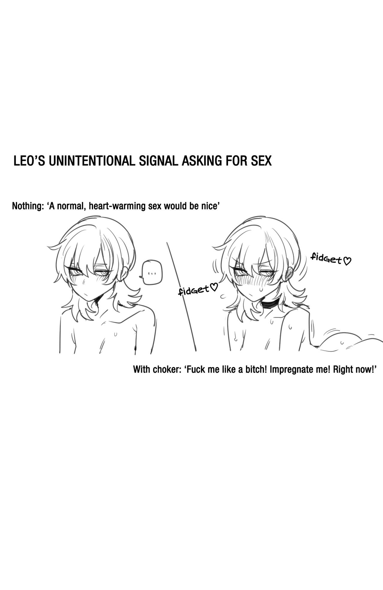 bad ending party, black hair, blush, blushing female, choker, dialog, dialogue, english, english text, female, good ending party, hair down, horny, horny female, human, leo (bad ending party), ratatatat74, short hair, size difference, sketch, solo, solo female, straight, tagme, text, tomboy