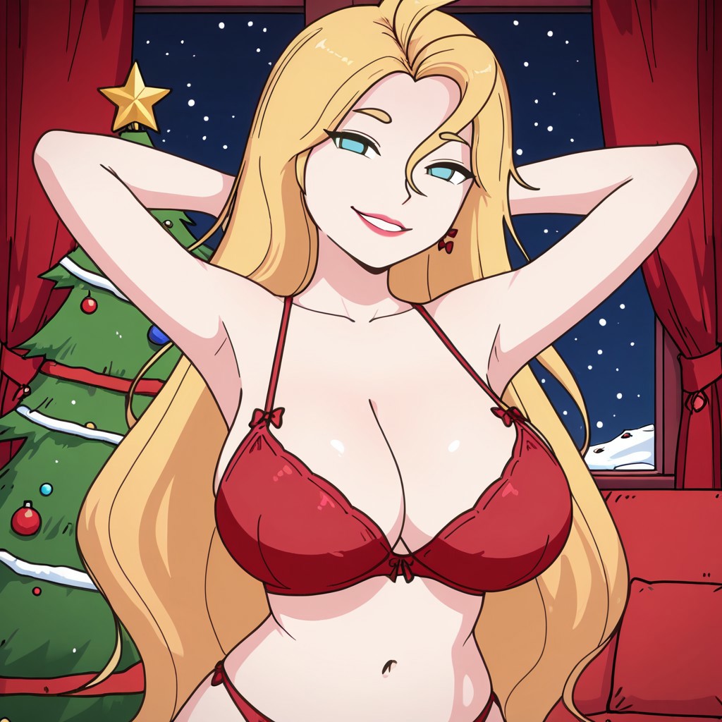 ai generated, derpixon, large breasts, valentine (derpixon), xmas