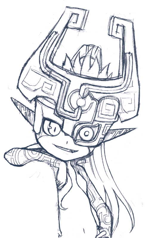 cute_fang female grin imp imp_midna jingai leaning midna nude pointy_ears solo straight_hair the_legend_of_zelda twilight_princess