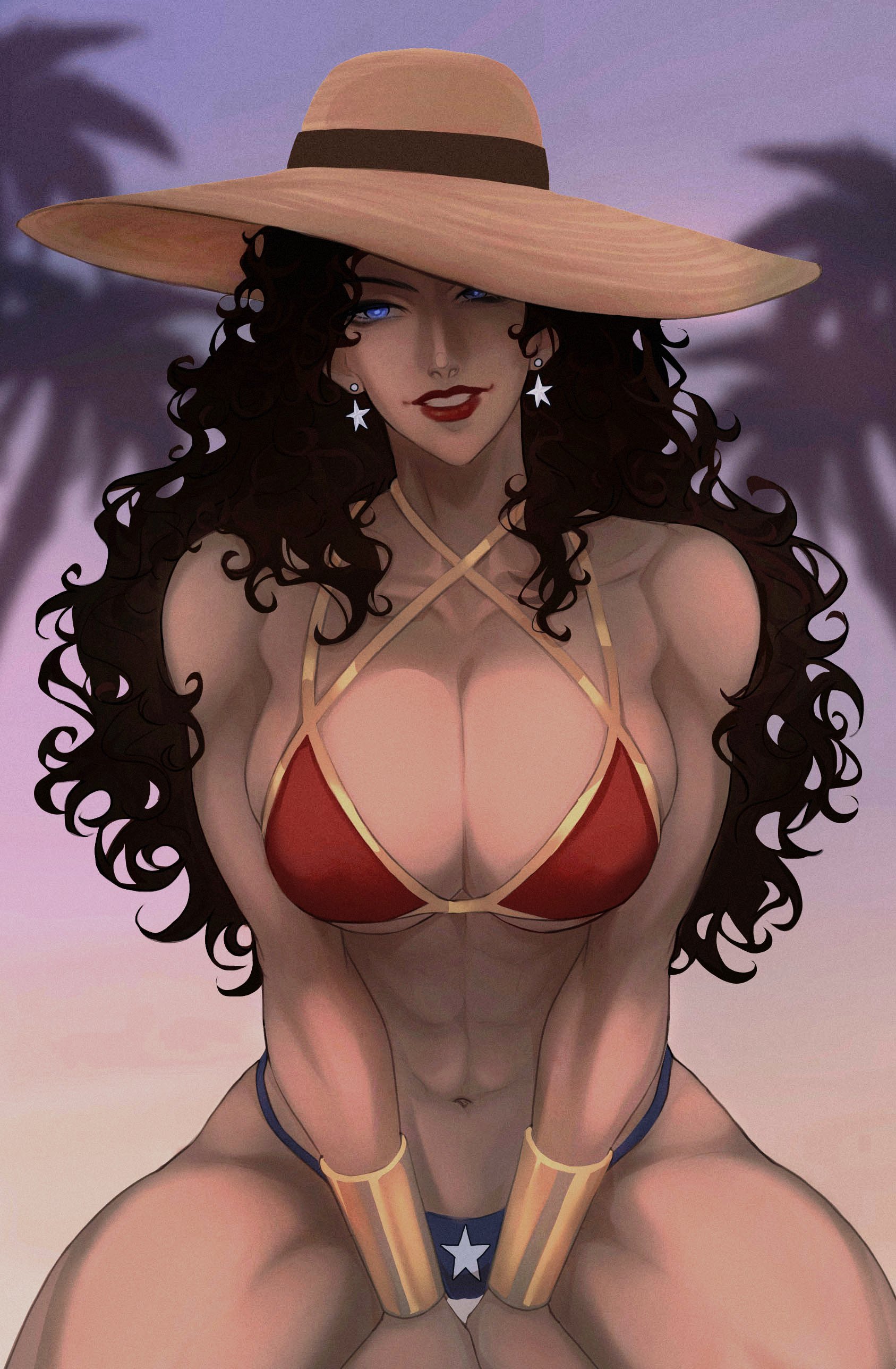 1girls, abs, athletic, athletic female, barely clothed, big breasts, bikini, bra, breasts, cleavage, curly hair, curvaceous, curvaceous body, curvaceous female, curvaceous figure, curvaceous hips, curvy, curvy body, curvy female, curvy figure, curvy hips, dc, dc comics, earrings, female, female only, hips, in pand, long hair, muscular, muscular female, panties, solo, superheroine, thick hips, thick thighs, thighs, towel, wet, wide hips, wonder woman, wonder woman (series)