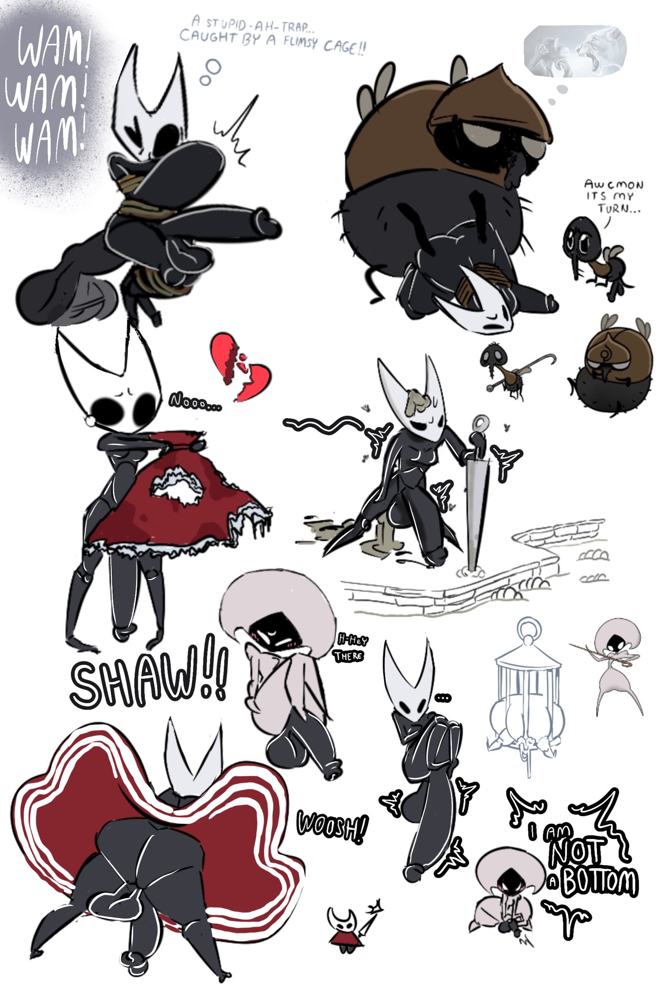 2futas, backsack, balls, black skin, captured, cum, dialogue, face down ass up, futanari, guardfly, hollow knight, hollow knight (franchise), hollow knight: silksong, hornet (hollow knight), huge ass, huge balls, huge cock, hung bottom, jail, lace (hollow knight), male on futa, oogabutt, penis, rape, stomach bulge, text, thick thighs, top-down bottom-up, upskirt, wardenfly, wide hips