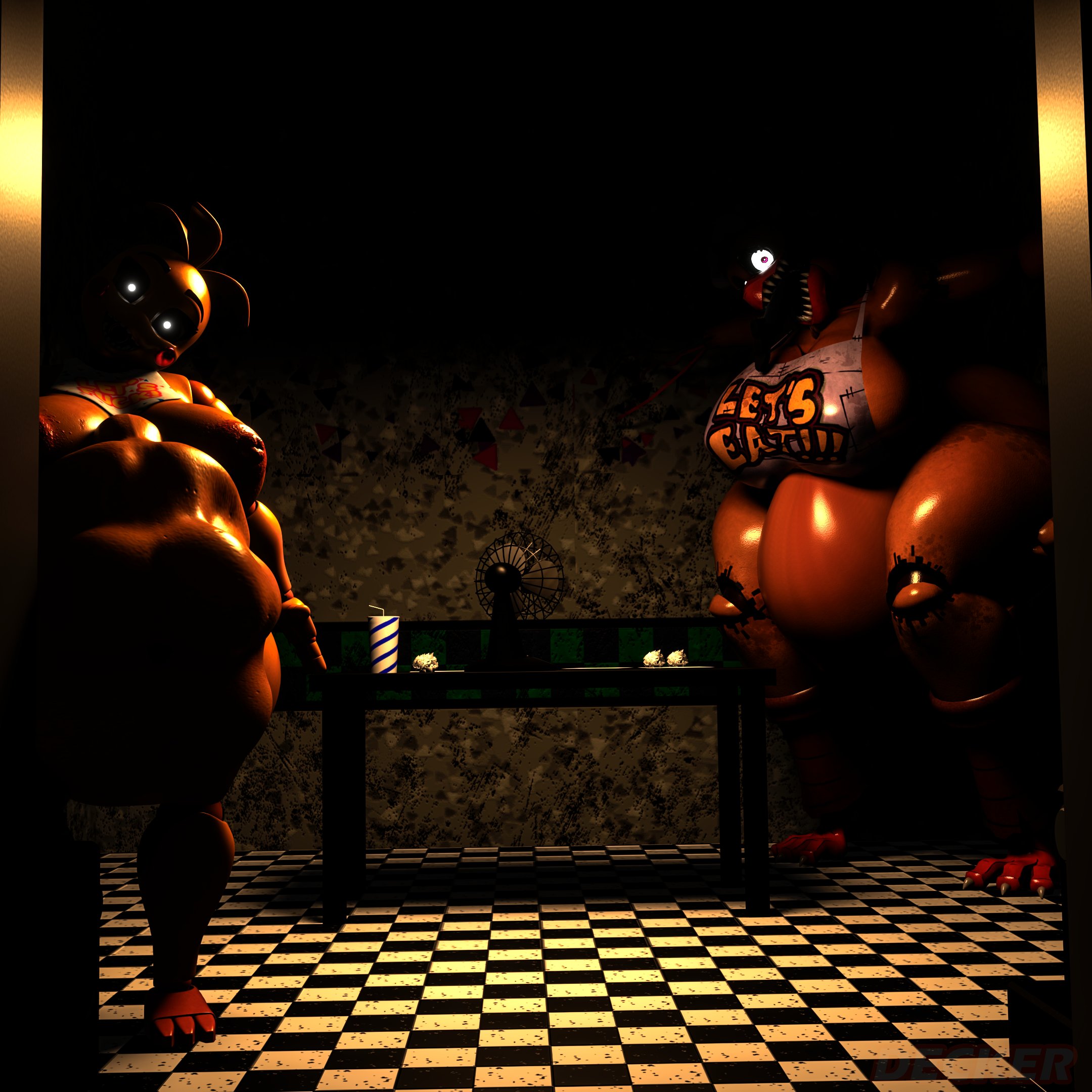 2girls, 3d, 3d (artwork), ambiguous prey, belly, belly bulge, bib, big belly, big belly bulge, big breasts, breasts, exposed boobs, exposed breasts, female pred, five nights at freddy's, five nights at freddy's 2, huge belly, huge belly bulge, huge boobs, huge breasts, human, human prey, hyper, hyper belly, hyper breasts, large boobs, large breasts, multiple prey, pixelrepture, robot, robot female, robot pred, squirming, squirming belly, squirming gut, squirming prey, struggling, struggling prey, toy chica (fnaf), vore, vore belly, withered chica, yellow body