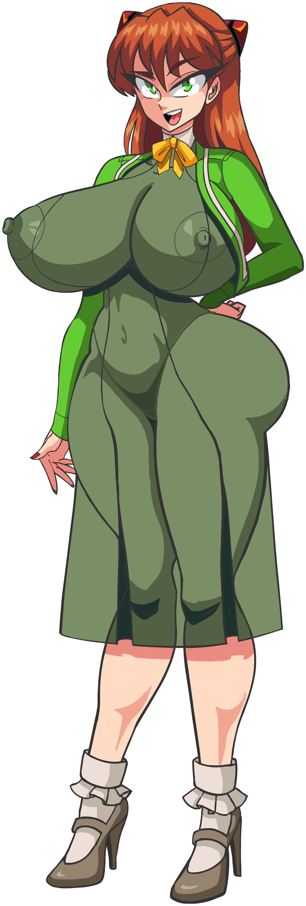 alcione asuka_langley_sohryu big_ass big_breasts breasts female green_eyes neon_genesis_evangelion nipples open_mouth tagme thick_thighs