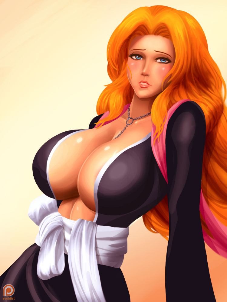 1girls bleach breasts huge_breasts matsumoto_rangiku nipples orange_hair restrained solo svoidist